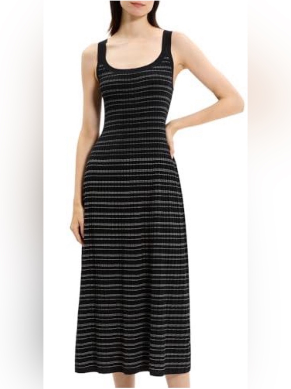 Theory Bleecker Ribbed Stripe Cotton Midi Tank Dress NWT